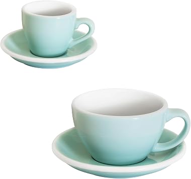 Loveramics Set of 1 x 300ml Latte Art Cup Saucer + 1 x 80ml Espresso Cup Saucer River Blue