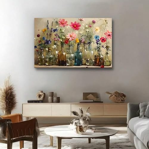 Art floral bohème pour habiller un grand mur vide de salon