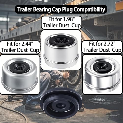 Image of 8 Pcs Trailer Hub Cap Plugs, Grease Rubber Plugs for 1.98 inch 2.44 inch 2.72 inch Trailer Axle Cap, Trailer Dust Bearing Cap Cup for Most 2000 to 3500 Pound Trailer RV Camper Wheel Cover Axle