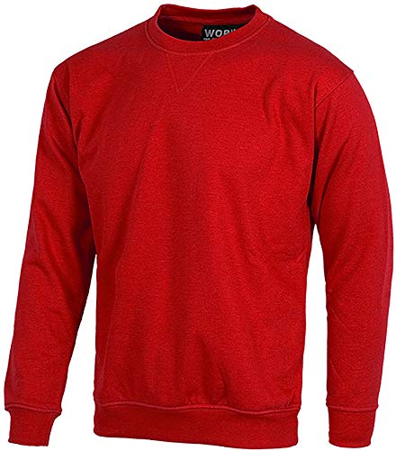 Work Team Camisola pescoço caixa com punhos e cintura elásticos. Homens vermelho XXG