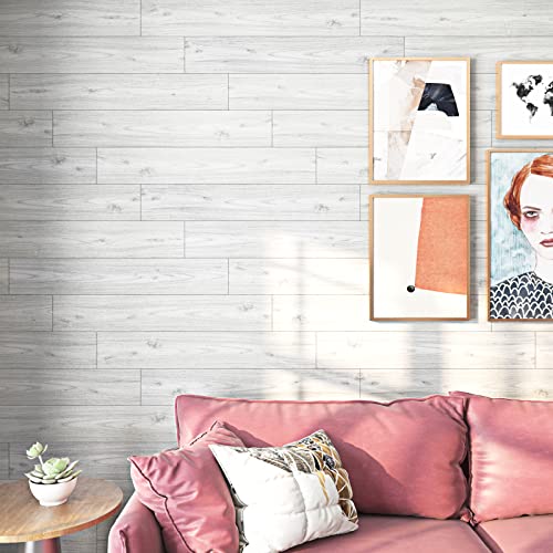 Funstick 6"X36" Peel And Stick Flooring Planks White Wood Vinyl Flooring Peel And Stick Floor Tile White Grey Wood Vinyl Plank Flooring Waterproof Sticky Tiles For Floor Bedroom Bathroom Kitchen 5 Pcs #TOP2
