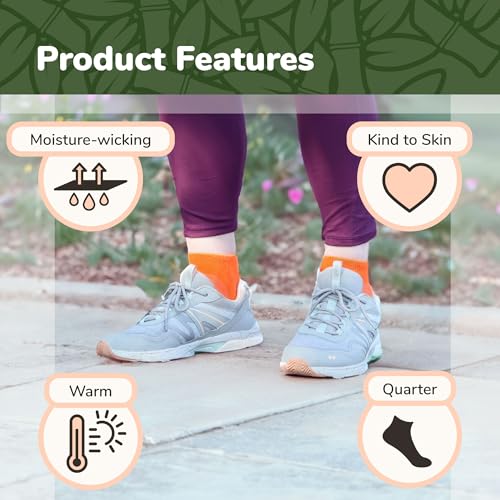 BambooMN Unisex Men and Women's Rayon from Bamboo Wool Blend Athletic Quarter Socks for Home, Travel, Work and Sport, 4 Pairs4