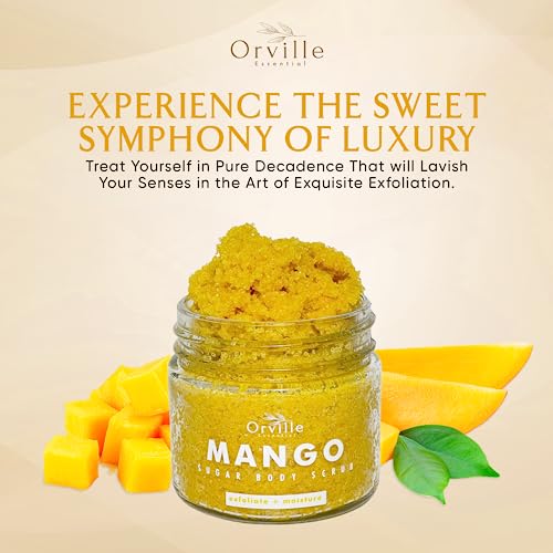 Luscious Mango Sugar Scrub W/ Real Ground Mango - Pure & All Natural Sugar Exfoliating Body Scrub For Skin - The True Natural Exfoliate For Body Care #TOP6