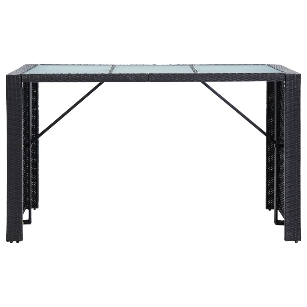 vidaXL Mobile da bar da giardino 7 pezzi e cuscini in resina intrecciata nera