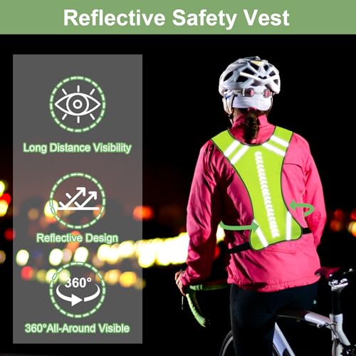 CAINCAY Reflektorweste 2 Stück Einstellbar Warnweste Leicht Sicherheitsweste Fahrrad, Reflektierende Weste Atmungsaktiv Laufweste Reflektoren Kleidung für Joggen Wandern Radfahren