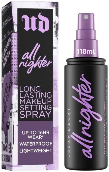 All Nighter Waterproof Makeup Setting Spray - Natural Finish, Smudge-Proof, Transfer-Resistant, Up to 16HR Wear, Cools Skin Temperature, Fine Mist, Controls Shine, Vegan & Oil-free Formula