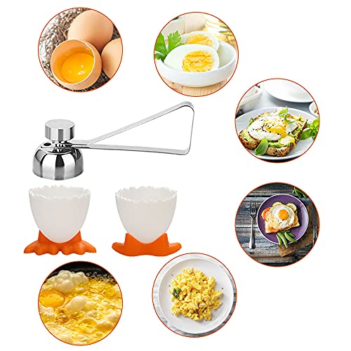 TANCUDER 6 Stück Eierbecher Lustig Eierbecher Set Eieröffner Eierbecher Set Eierständer Eierhalter mit Edelstahl Eiöffner Eier Cutter Eierköpfer für Backen, Frühstück, Dessert – Bild 8