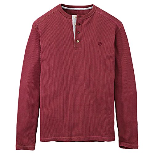 Timberland メンズ ワーフ リバー ワッフル ダークサファイア ヘンリーシャツ US サイズ: Medium カラー: レッド