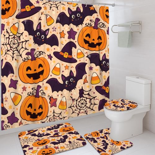 Rideau de douche en polyester imperméable anti-éclaboussures 183 x 183 cm Halloween - 2