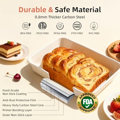 8-Piece Non-stick Baking Pans Set – Stackable Bakeware Set for Kitchen, Carbon Steel Baking Set with Cookie Sheet, Roasting Pan, Cake Pan, Muffin Pan, Cooling Rack, Baking Essentials Supplies - Thumbnail 4