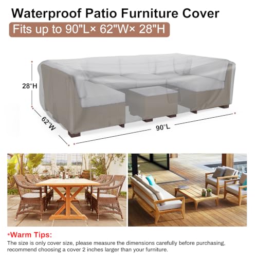 Image of Mrrihand Outdoor Patio Furniture Covers Waterproof 90 inchLx62 inchWx28 inchH Black