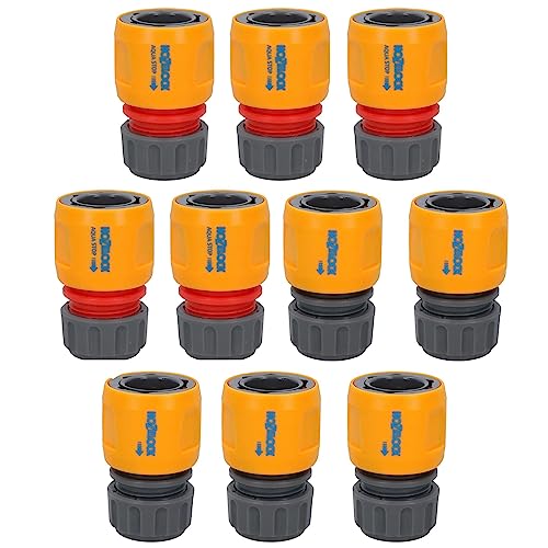 Image of Quick Release Fitting & Aqua Water Stop Garden Hose Pipe Yard 10pk