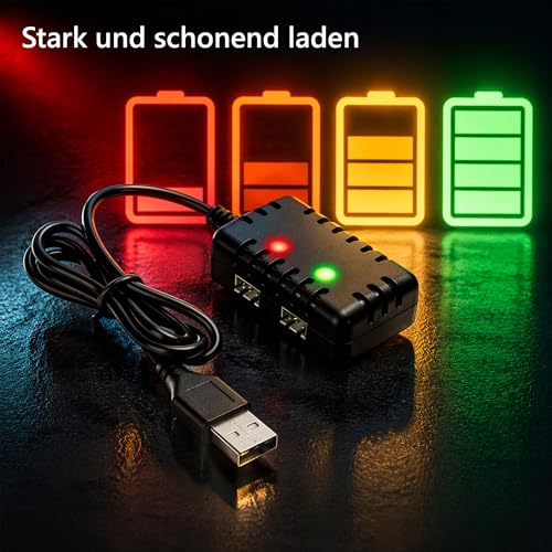 2 x 7.4V 3000-mAh 2S Li-Ion 18650 Akku mit Dual-Ladegerät, Wiederaufladbarer Akkupack Batterie m. JST BEC Stecker, RC Modellbau, Auto, Hubschrauber, Drohne, Boot, Bagger, Monstertruck, DIY, Spielzeug – Bild 6