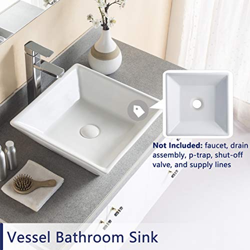 Deer Valley DV-1V022 Ace Bathroom Vessel Sink And Square White Ceramic Porcelain Counter Top Vanity Bowl Sink thumb #7