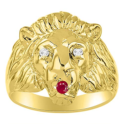 RYLOS Superbe kit de conversation avec diamants authentiques et rubis dans les yeux et la bouche de...