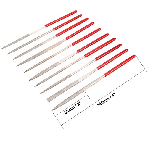uxcell Mini Diamond Needles File Set (10pcs) 3mm x 140mm 150 Grit for Metal Glass Wood Stone Grinding Polishing Engraving