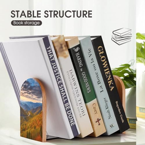Sujetalibros para estantes Blue Ridge de madera con soporte decorativo 8