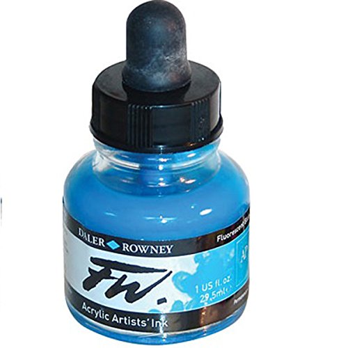 Image of Daler Rowney FW Artists Acrylic Ink 29.5 ML Pot - Fluorescent Blue