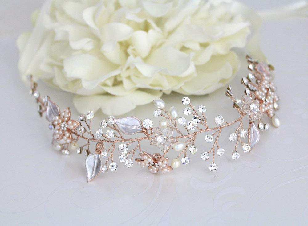 Amazon.com : Denifery Bridal Rose Gold Crystal Hair Vine  display picture 3