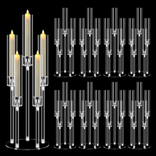 8X Candelabros Profesionales de Acrílico, Juego de Portavelas Altos 68 cm para Centro de Mesa, Bodas y Decoración de Eventos a Gran Escala, Compatible con Velas LED 2 cm