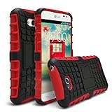 LG Optimus L70 Case, LG Optimus Exceed 2 Case, MagicMobile Ultra Protective Shockproof Defender Cute Case for LG L70 Dual Hybrid Layer Rugged TPU Case for LG Optimus Real with Kickstand - Red