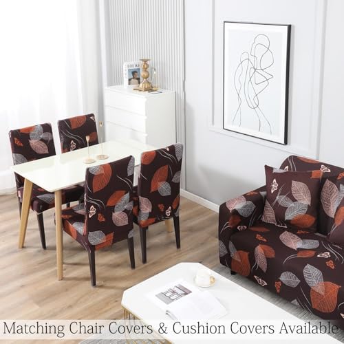 Image of HOKIPO Polyester, Spandex Elastic Stretchable Sofa Cover, Brown, 2 Seater (AR-4094-D19)