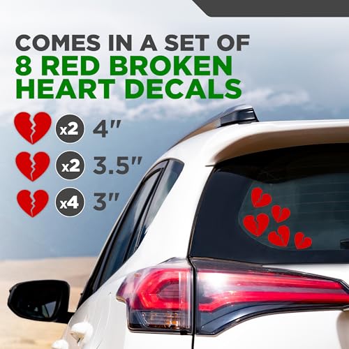 Image of Broken Heart Lonely Sad Boy Red Heart Drift Stance Decal Splash Vinyl Stickers Slap Universal for All Cars Pack of 8 Pieces