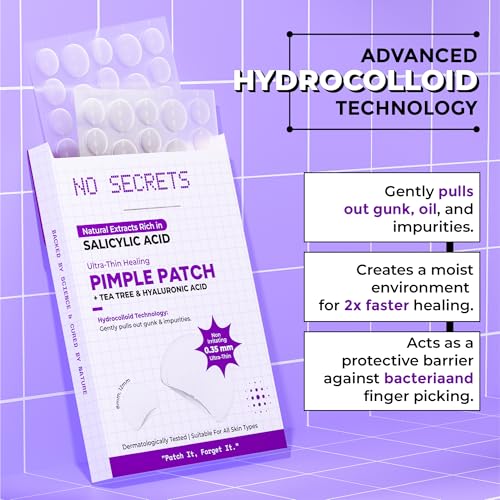 Image of Ultra-Thin Hydrocolloid Pimple Patches - 36 Dots | with 2% Salicylic Acid, Tea Tree & Hyaluronic Acid | Waterproof Acne Spot Cover | Absorbs Pimple Overnight & Reduces Excess Oil | Suitable for All Skin Types (36 - Count)