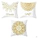 ANAZOZ Funda para Cojines de 50x50,Funda Cojin 3,Flowers Mandala Luxury Design Namaste Fundas de Cojines Poliester Fundas Cojines Blanco Oro