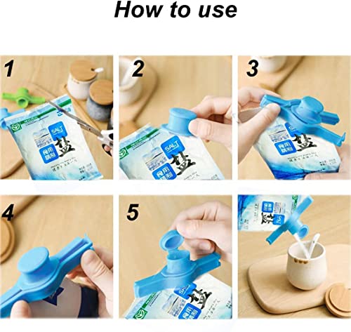 Image of Plastic Kitchen Food Storage Seal and Pour Spill Proof Clips with Caps | Clips for Packet Sealing | Airtight & Moisture-Proof Seal | Kitchen Storage Tools (Pack of 4, Multicolour)
