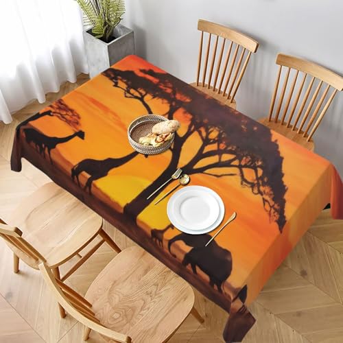 KHDKLXOHZ Nappe décorative rectangulaire en polyester lavable pour mariage, banquet, fête, maison, salle à manger, 152 x 228 cm, motif animal africain...