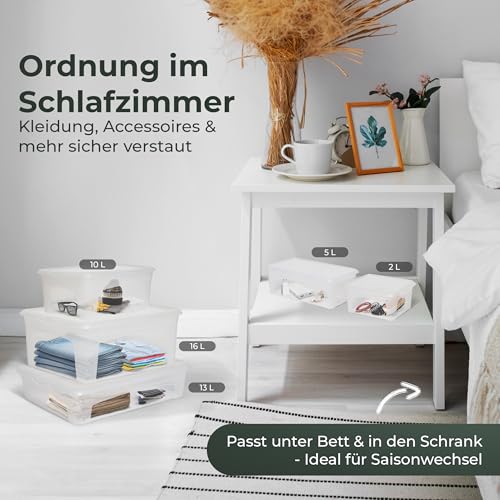Novaliv 6x Aufbewahrungsbox Groß 16l 40x34x17 Schuhbox Stapelbar Plastikbox transparent Kunststoff mit Deckel plastic storages Box Kiste… – Ansicht 3