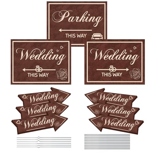 Wedding This Way Signs, 9-Piece Double-Sided...