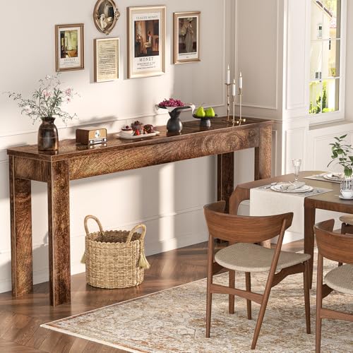 Image of Armocity Console Table, 47 inch Farmhouse Wood Entryway Table, Sofa Tables Narrow Long Behind Couch, Entry Table for Entrance, Hallway, Living Room, Cracked Oak