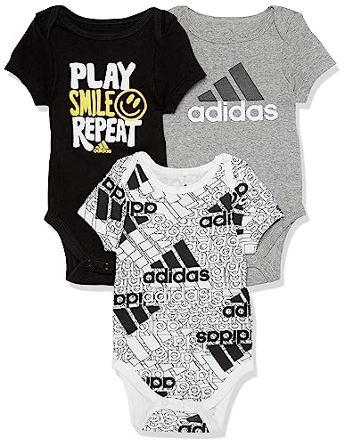 Image of adidas baby-boys 3-pack Short Sleeve Bodyshirt Set