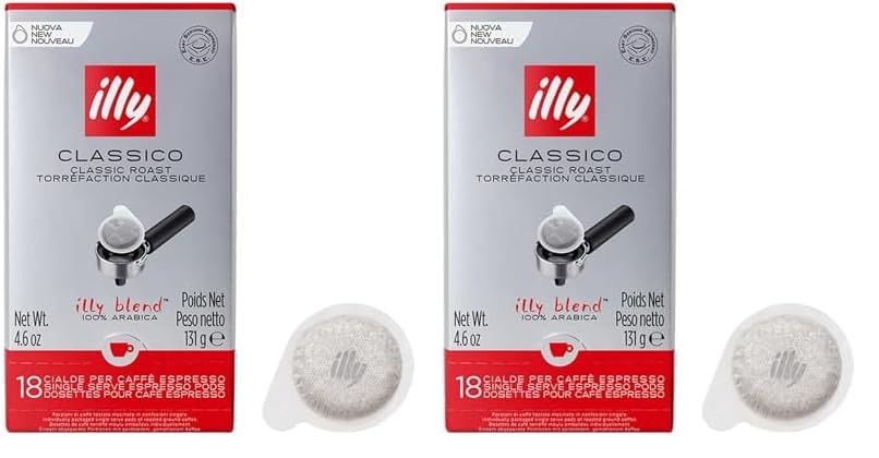 Illy Classico E.S.E. Cápsulas de tostado medio, tostado clásico con notas de chocolate y caramelo, café 100% arábigo, totalmente natural, sin
