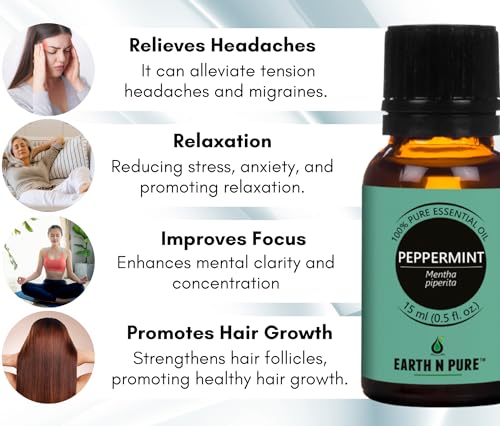 Image of Earth N Pure Essential Oils (Tea Tree, Lavender, Eucalyptus, Peppermint & Lemongrass) | Pack Of 5 (15 ml each)|100% Pure, Undiluted, Natural And Therapeutic Grade - Perfect for Aromatherapy & More