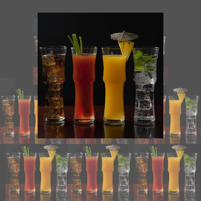 Miniatura 2 de LEMONSODA Caja de 32 vasos de cóctel altos, juego de vasos de cóctel hechos a mano, vasos de barra alta para cerveza, jugo, té helado, vasos de