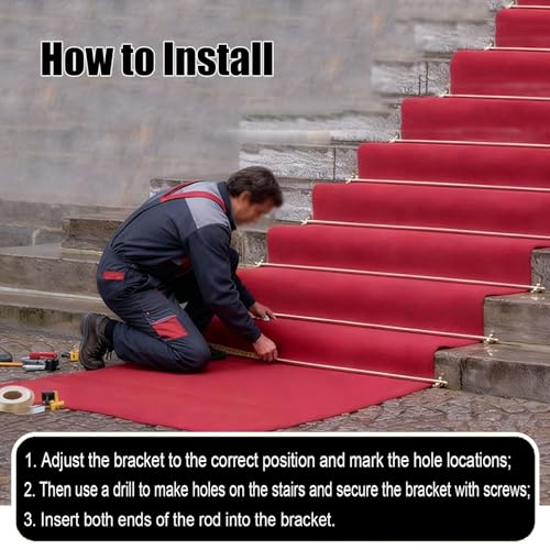 Soportes para escaleras regulables en metal pulido con barras tubulares recortables 6