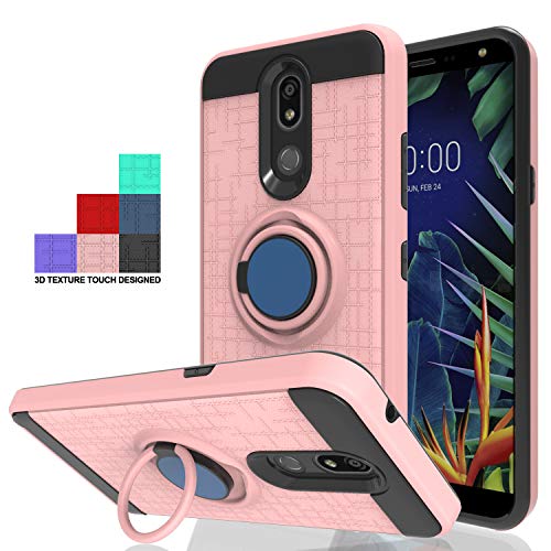 Wtiaw Compatible with LG K40 Case,LG K12 Plus/LG X4 2019/Solo LTE/LMX420/Solo LTE L423DL/Solo/K12+/ LG Xpression Plus 2/Harmony 3 Case,360 Degree Rotating Ring Kickstand Case for LG K40-CH Rose Gold