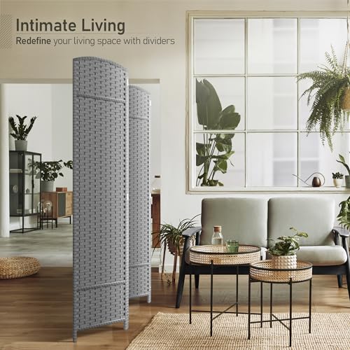 Sorbus 4 Panel Room Divider 6 ft. Tall - Privacy Screen, Extra Wide Double Hinged Panels, Mesh Hand-Woven Design, Partition Room Dividers and Folding Privacy Screens, Wall Divider for Room Separation