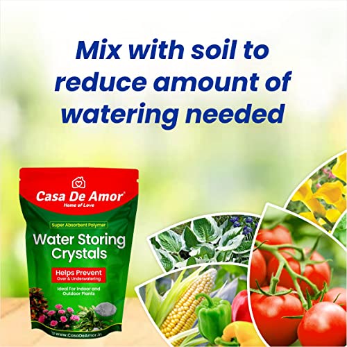 Image of Casa De Amor Water Storing Crystals | Water Retaining Super Absorbent Polymer for Plant, Soil Mixing and Hydroponics Gardening, Lucky Bamboo Plant (250 gm)