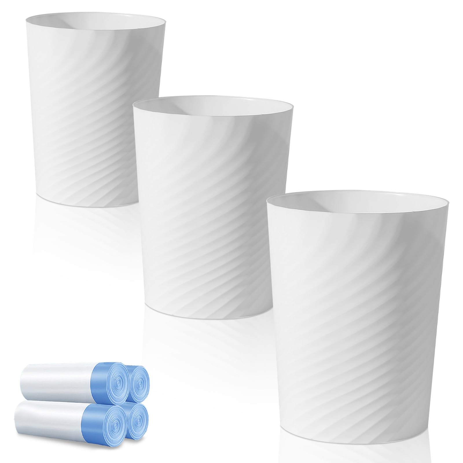 UUJOLY Bathroom Small Trash Can with Trash Bag Plastic Garbage Can Round Waste Basket for Bathrooms Laundry Room