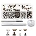 Produktbild 120-teiliges Nietset (mit je 2 Kappen) mit Befestigungswerkzeug, für Lederarbeiten, Reparaturen, Dekoration, 2 Größen: 8 mm und 6 mm, 2 Farben: Silberfarben und Bronzefarben