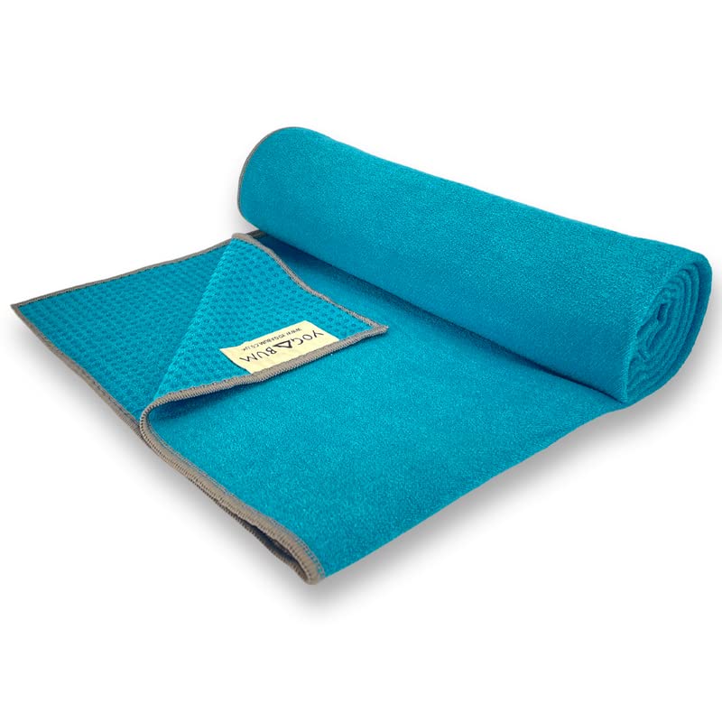 Grip Dot Serviettes pour tapis de yoga | Antidérapantes | Serviette de yoga écologique (bleu Miami) – Image 3