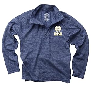 Wes and Willy Youth Boys Cloudy Yarn Long Sleeve College Quarter Zip (Notre Dame Fighting Irish Navy, Large) (2016NOT)
