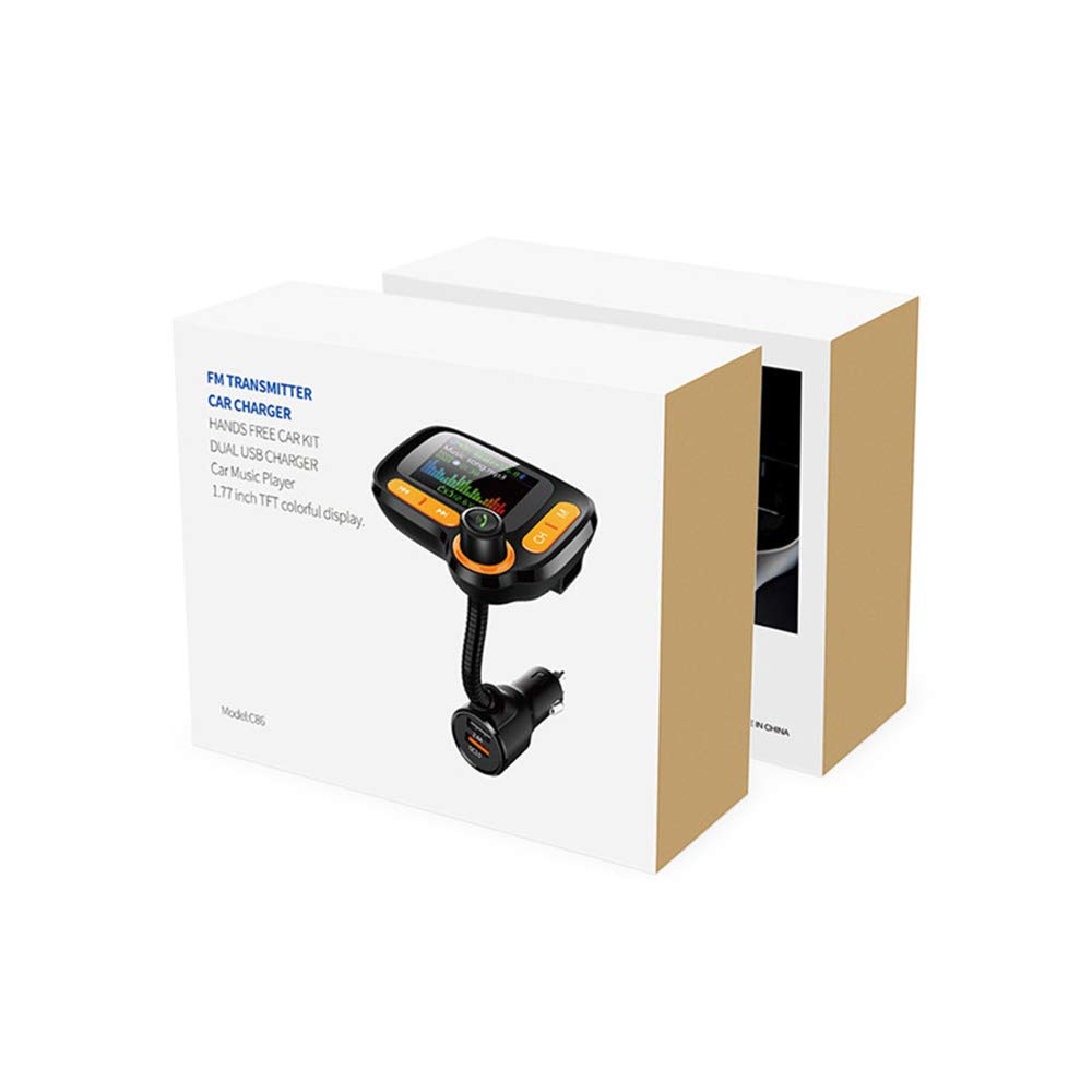 YONGYAO Coche Bluetooth 5.0 Transmisor FM Manos Libres inalámbrico Audio Receptor Reproductor de MP3 automático Cargador rápido USB Dual TF Coched 3.5mm AUX
