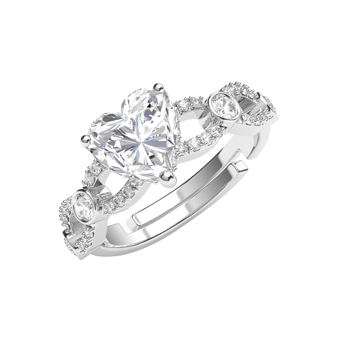 Clara Pure 925 Sterling Silver Alfie Heart Engagement Finger Ring | Swiss Zircon Platinum Plated | Size Adjustable | Gift for Women Girls Wife Girlfriend (B0D9BLVH77) Amazon Price History, Amazon Price Tracker