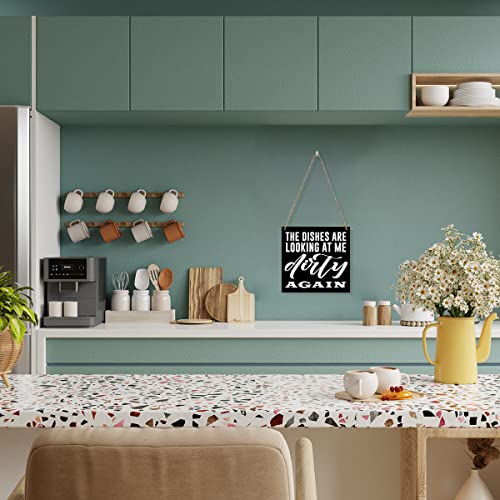 Rustic Kitchen Decor Wood Wall Art Wall Hanging Decor Funny Housewarming Gift Home Wooden Decorative Plaque Sign For Home Farmhouse Office Kitchen Dining Room Decoration Dishes Are Looking At Me Sign #TOP5