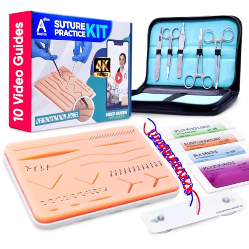 A Plus Medics NEW 2019 MODEL Complete Suture Practice Kit For Medical Students W/How-To Suture Hd Video Course cover
